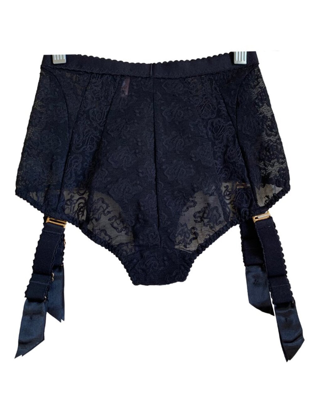 NWOT AGENT PROVOCATEUR Mercy Black Lace High Waisted Suspender Brief Sz 1 - Picture 6 of 10